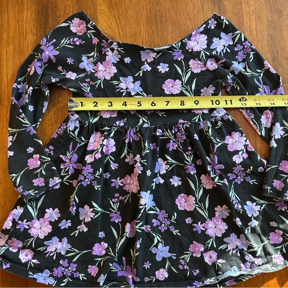 Purple & Black Floral Long Sleeve Dress | Girl Size 4 | The Children’s Place